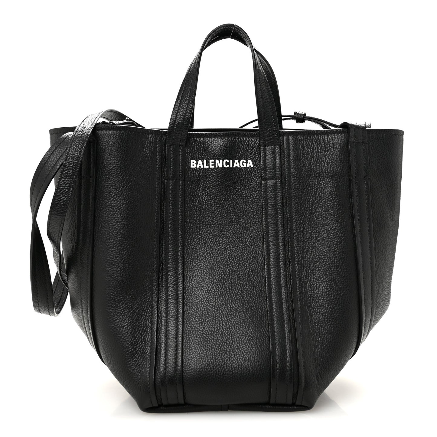 Grained Calfskin Small Everyday North South Shoulder Tote Bag Black
