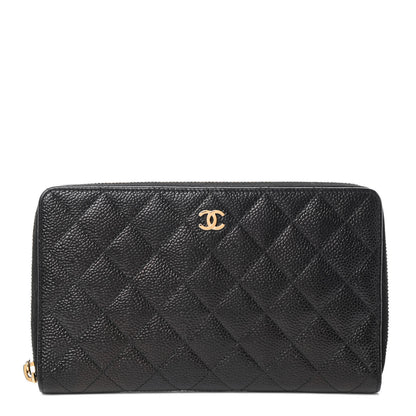 Chanel Caviar Quilted Large Zip Around Organizer Wallet Black 1 of 16