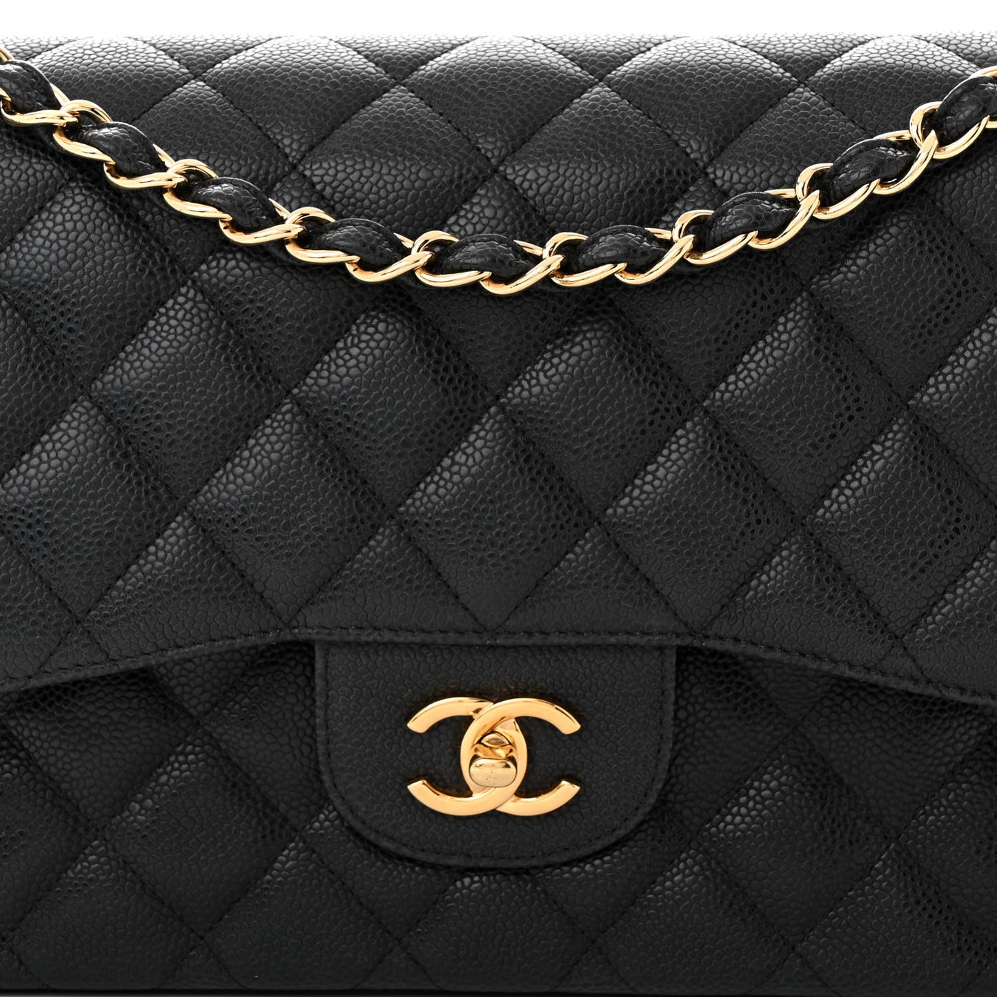 Caviar Quilted Jumbo Double Flap Black