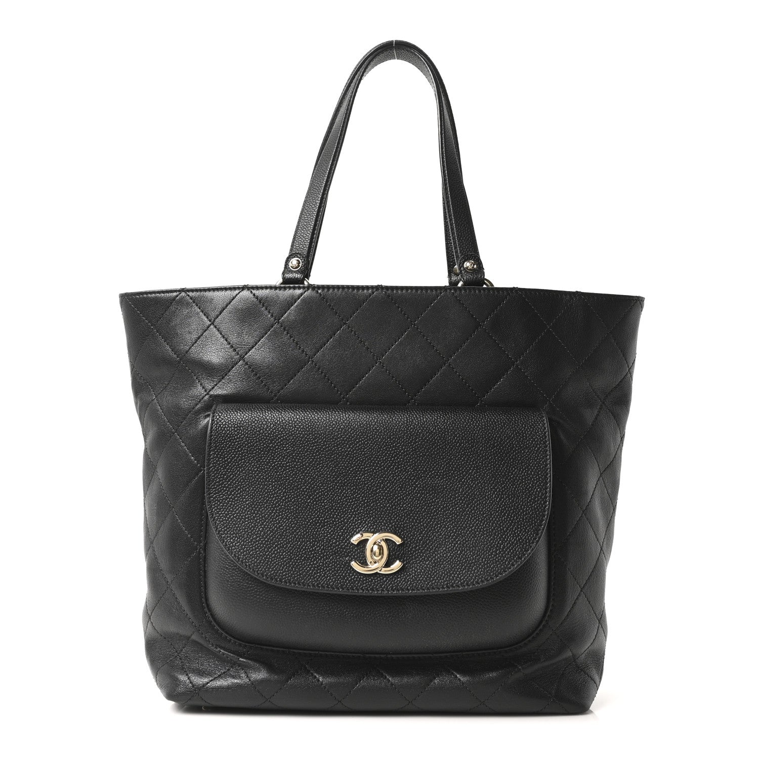 Chanel Sheepskin Caviar Quilted Medium Shopping Tote Black 1 of 10