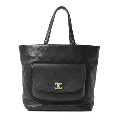 Chanel Sheepskin Caviar Quilted Medium Shopping Tote Black 1 of 10