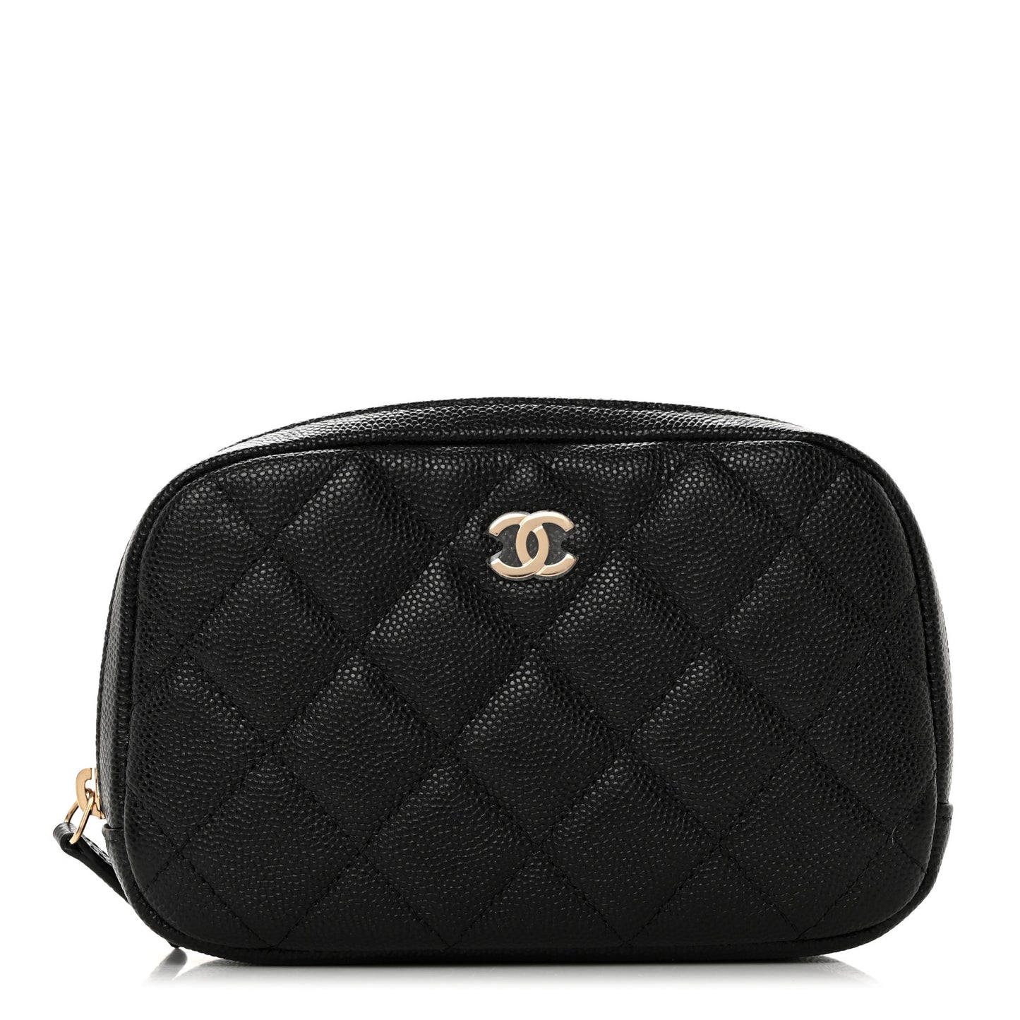 Caviar Quilted Curvy Pouch Cosmetic Case Black