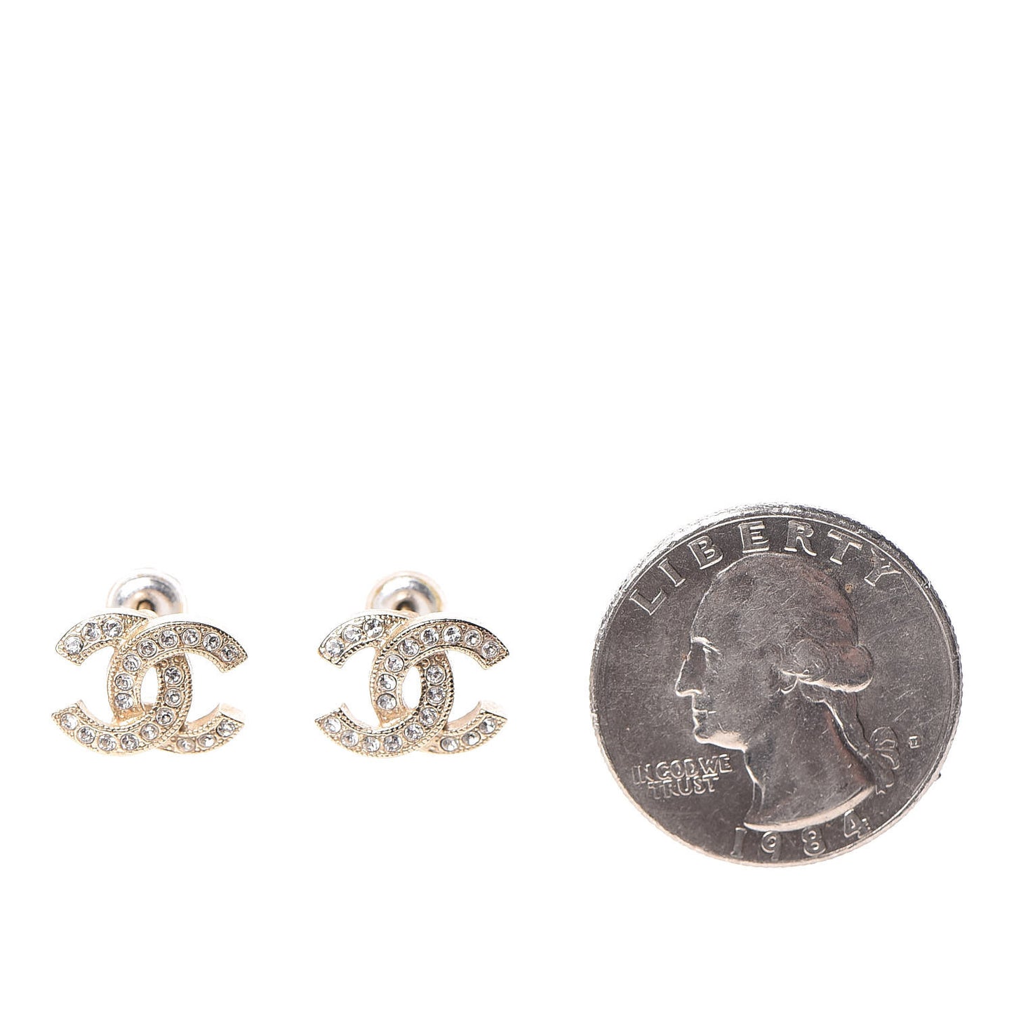 Crystal Mini CC Earrings Gold