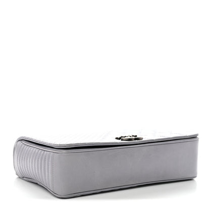 Chanel Glazed Calfskin Quilted Medium Coco Boy Flap Light Grey 4 of 11