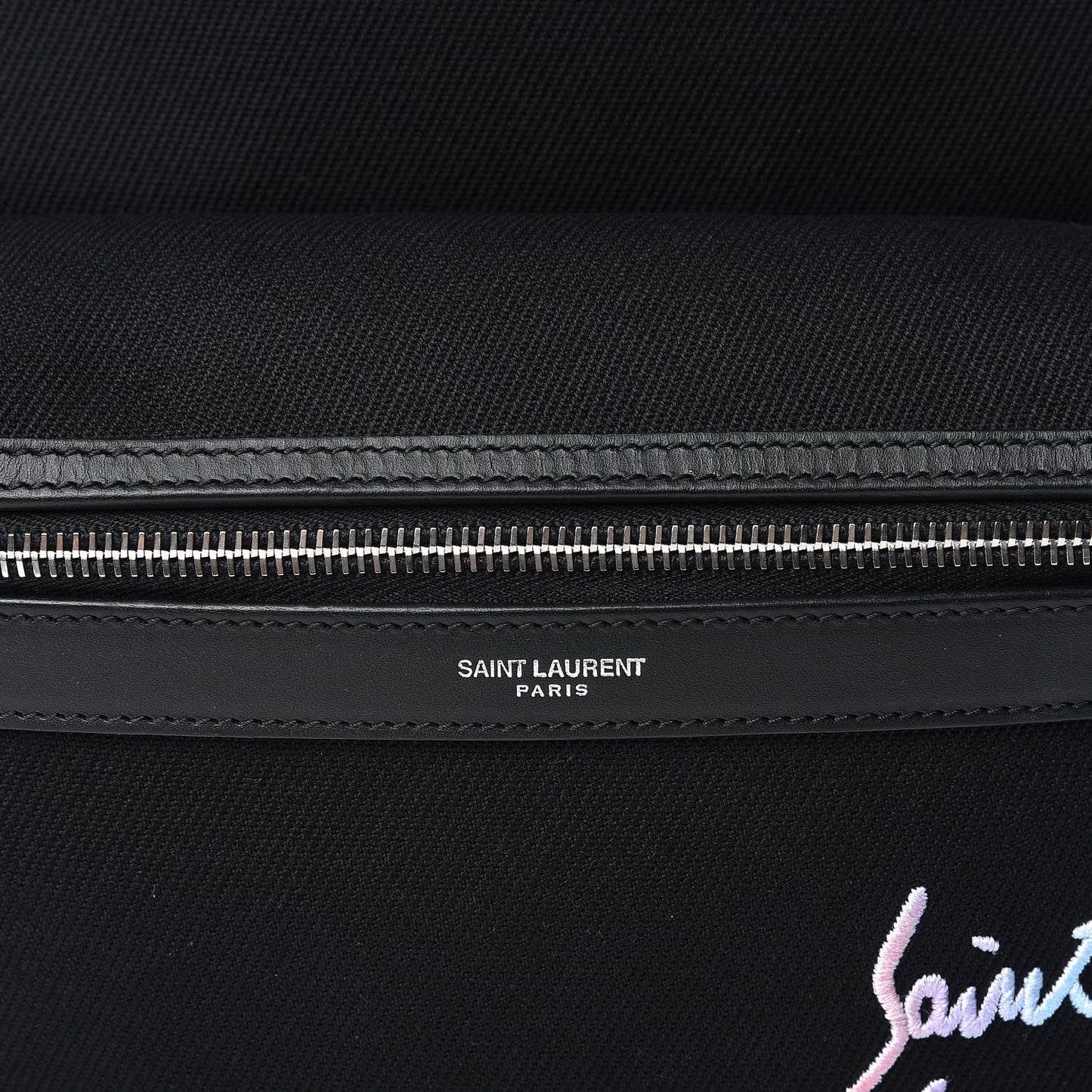 Canvas Signature Embroidered City Backpack Black