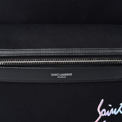 Saint Laurent Canvas Signature Embroidered City Backpack Black 8 of 12