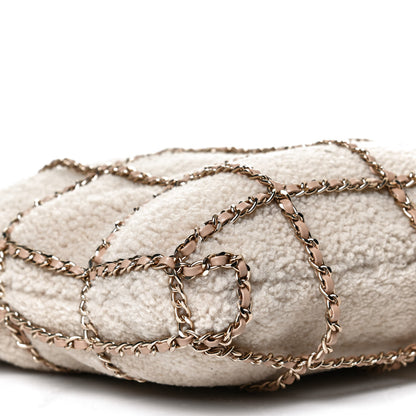 Chanel Shearling Small Shopping Chain Bag Beige 8 of 10