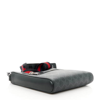 Gucci GG Supreme Monogram Web Small Flat Messenger Bag Black Grey 4 of 11