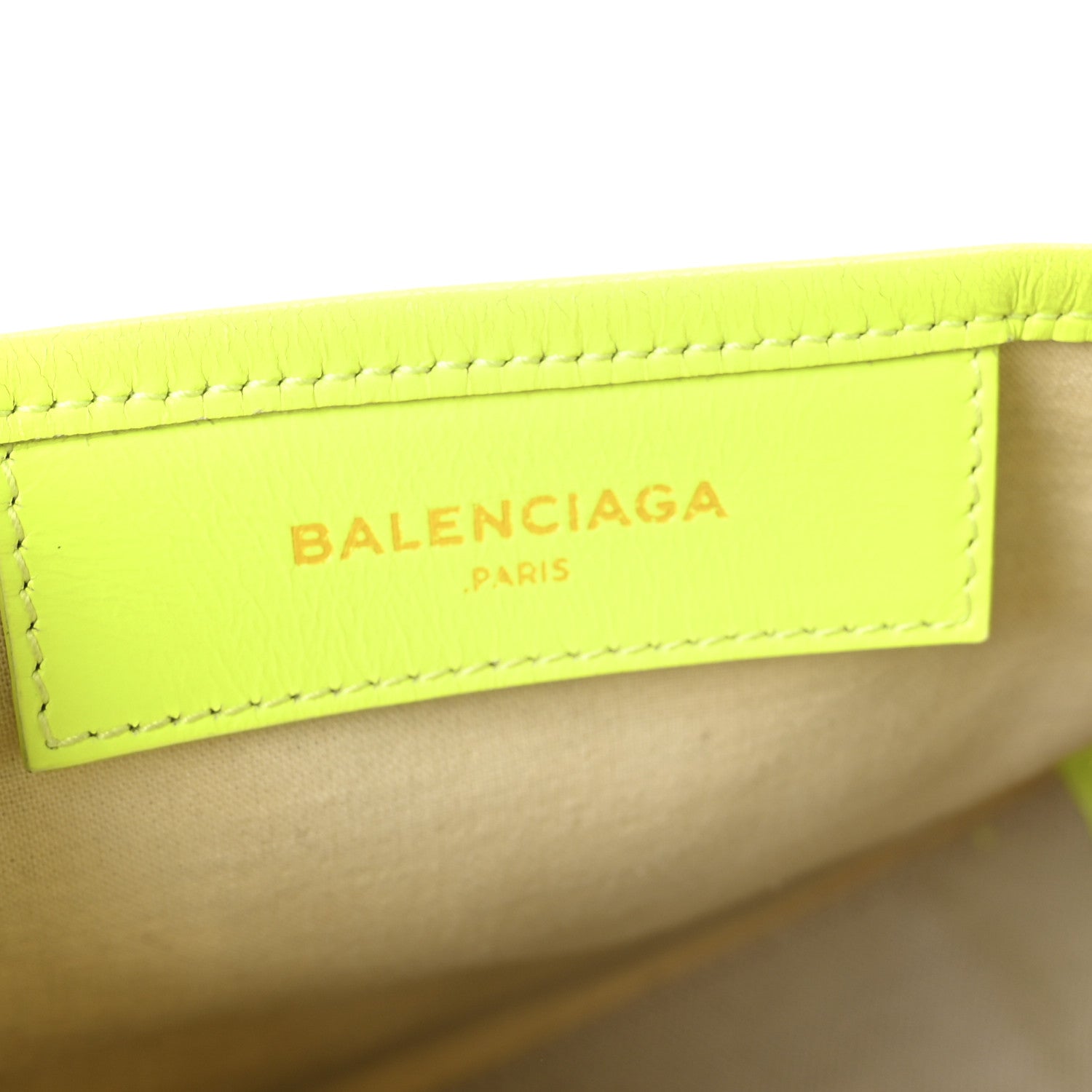 Balenciaga Cotton Canvas Satin Calfskin Navy Cabas XS Natural Fluo Yellow 7 of 12