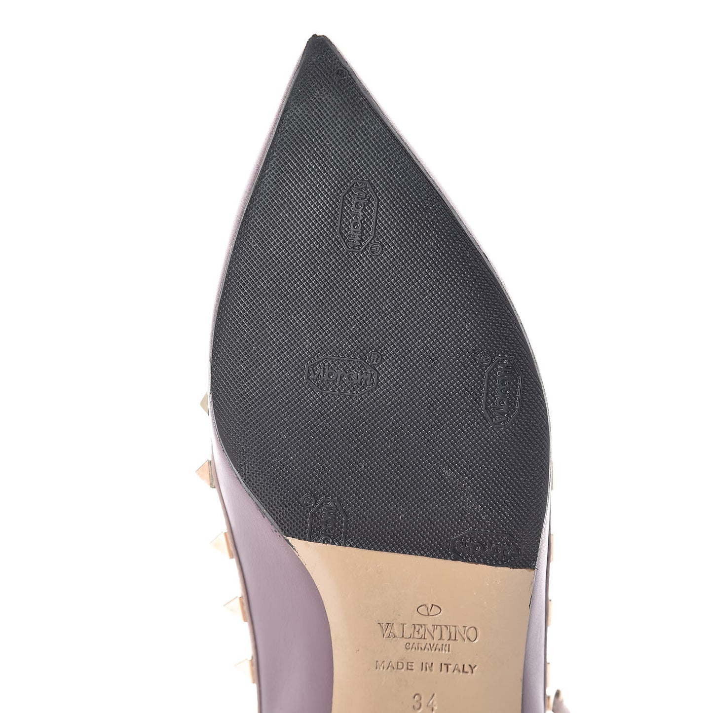 Nappa Rockstud Cage Ballerina Flats 34 Dark Mauve Poudre