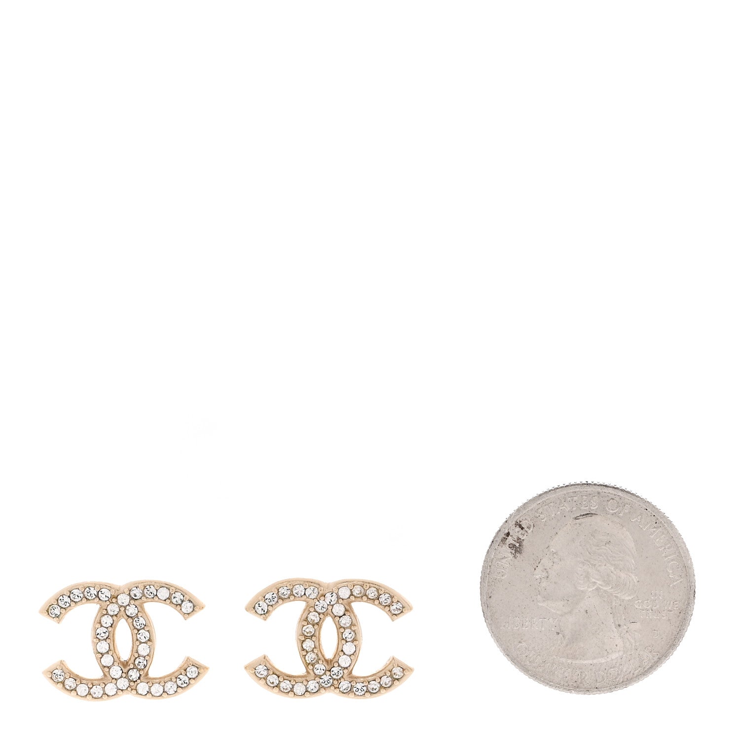 Chanel Crystal CC Earrings Light Gold 2 of 5