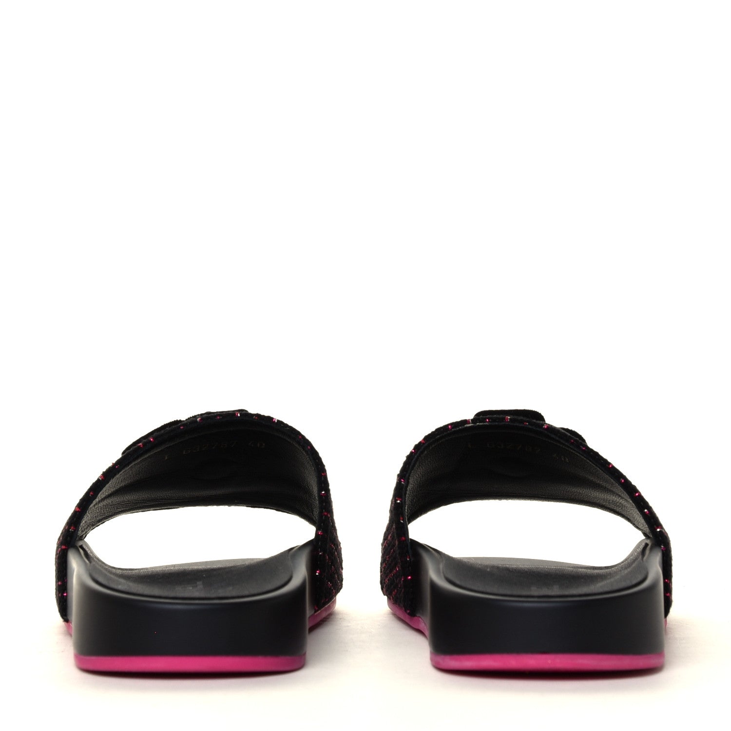 Chanel Tweed Grosgrain Camellia CC Flat Mules 40 Black Pink 10 of 12