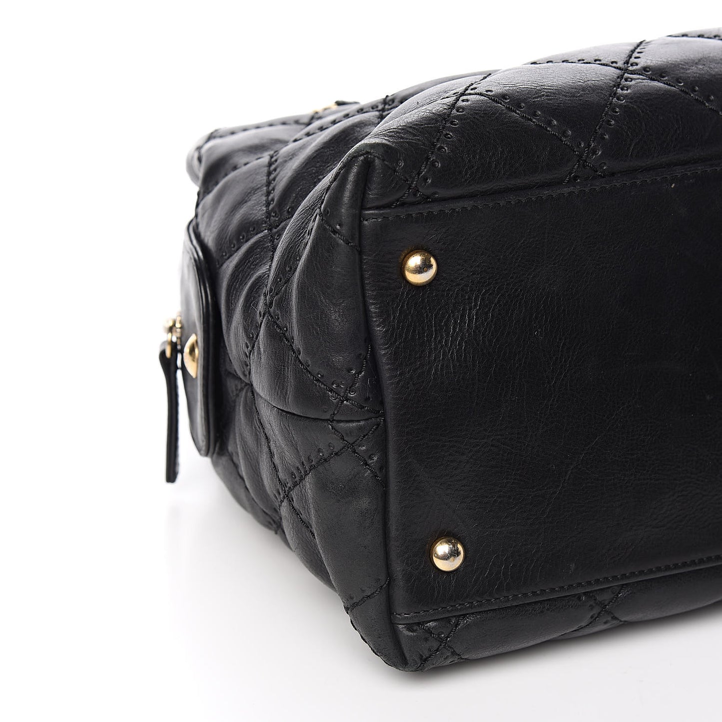 Calfskin Quilted Retro Chain Tote Black