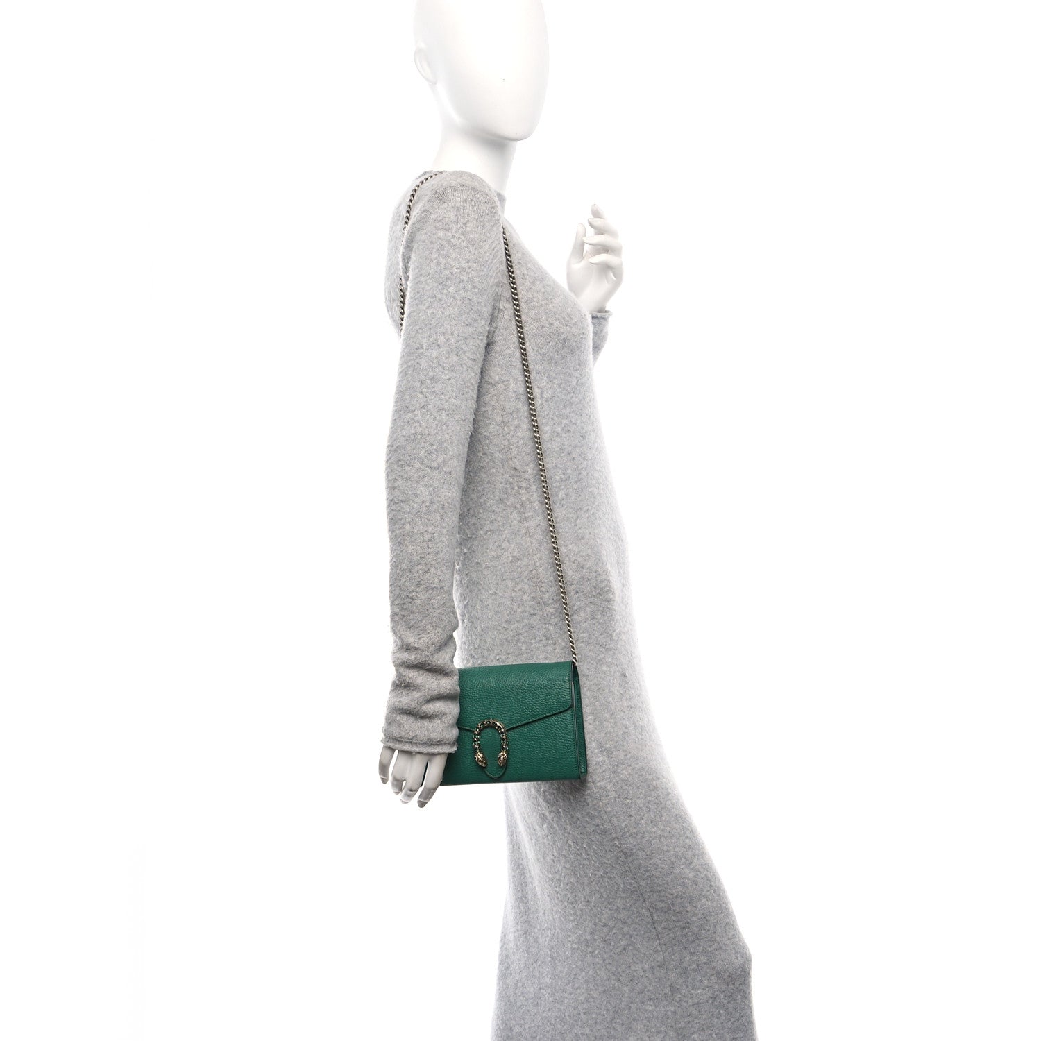 Gucci Calfskin Mini Dionysus Chain Wallet Emerald 2 of 10