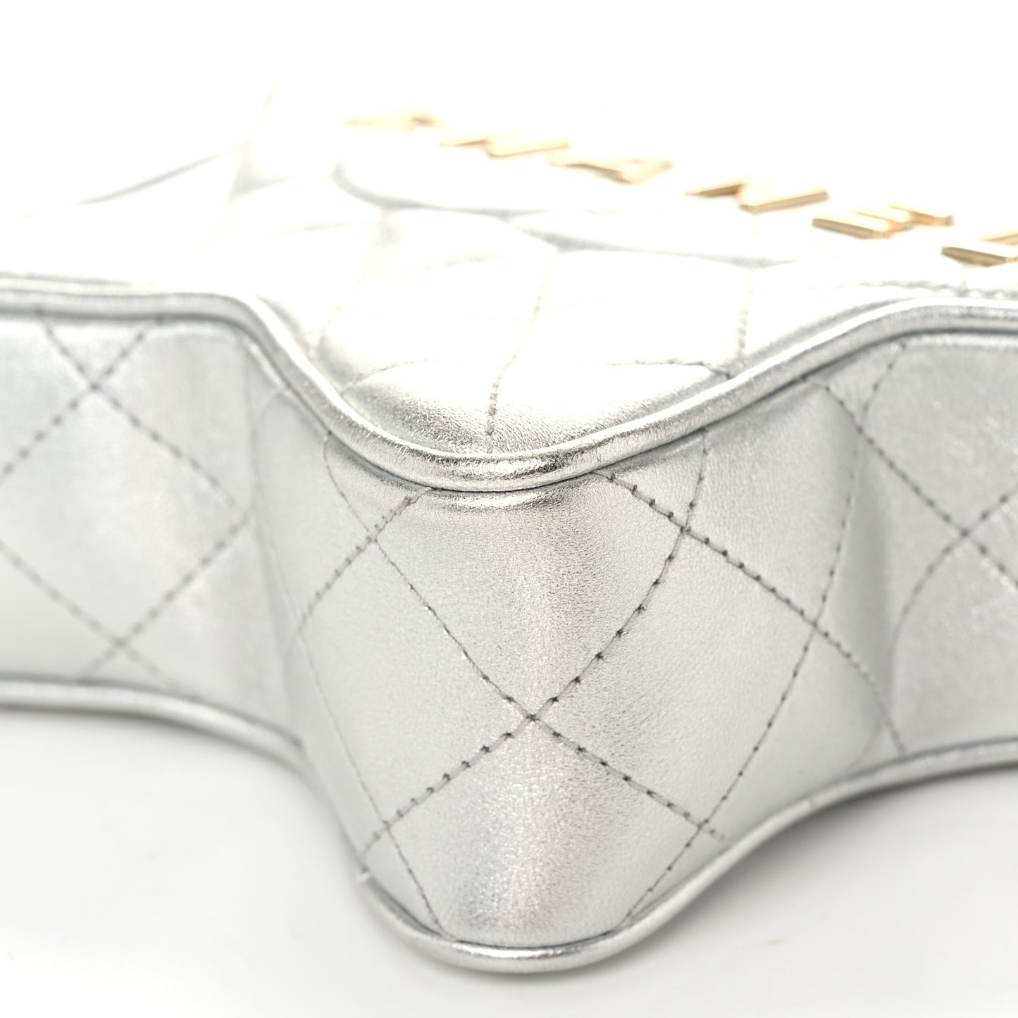 Metallic Lambskin Walk Of Fame Bag Silver