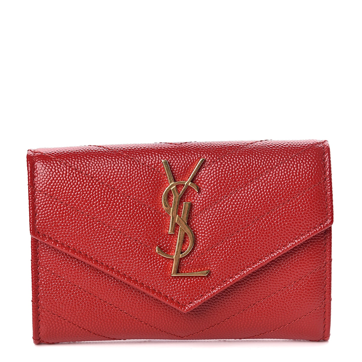 Grain De Poudre Matelasse Chevron Small Monogram Envelope Wallet Bandana Red