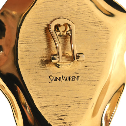Saint Laurent Brass Resin Clip On Earrings Gold Amber 4 of 4