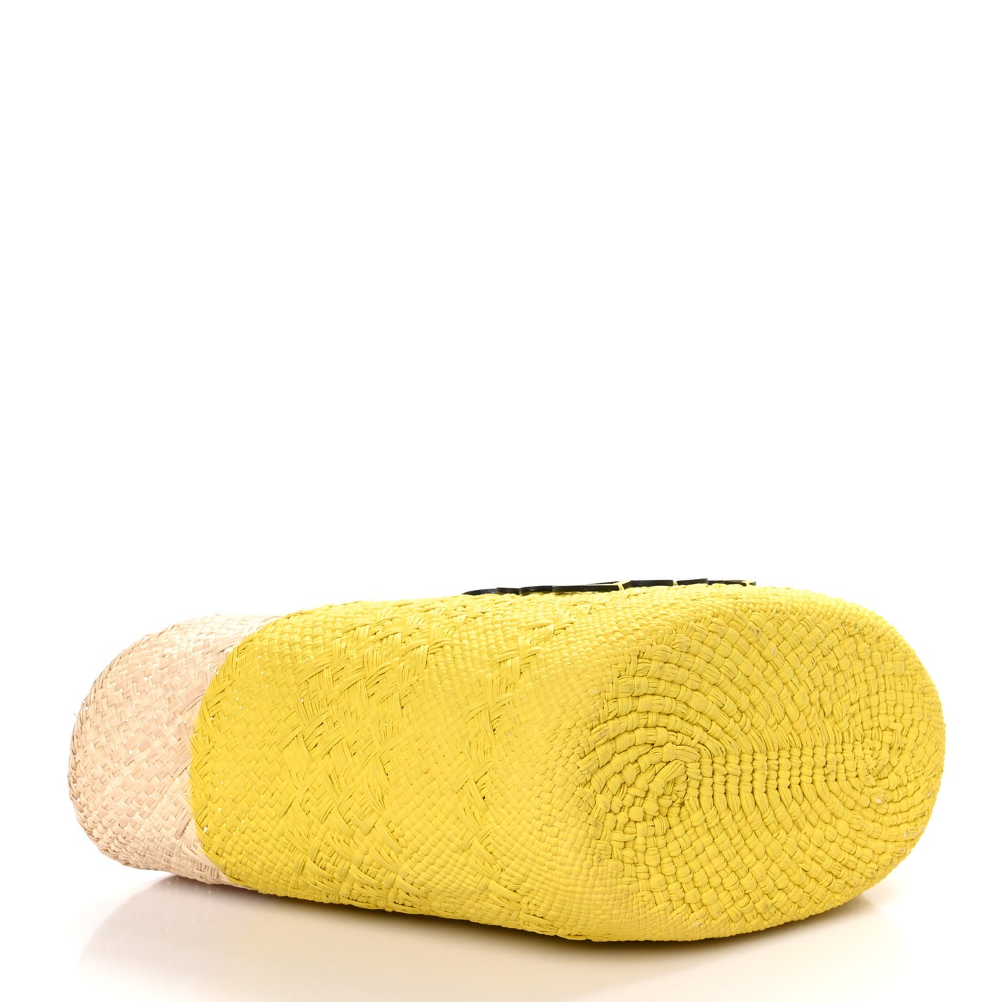 Calfskin Raffia Paulas Ibiza Medium Anagram Basket Tote Bag Natural Lemon