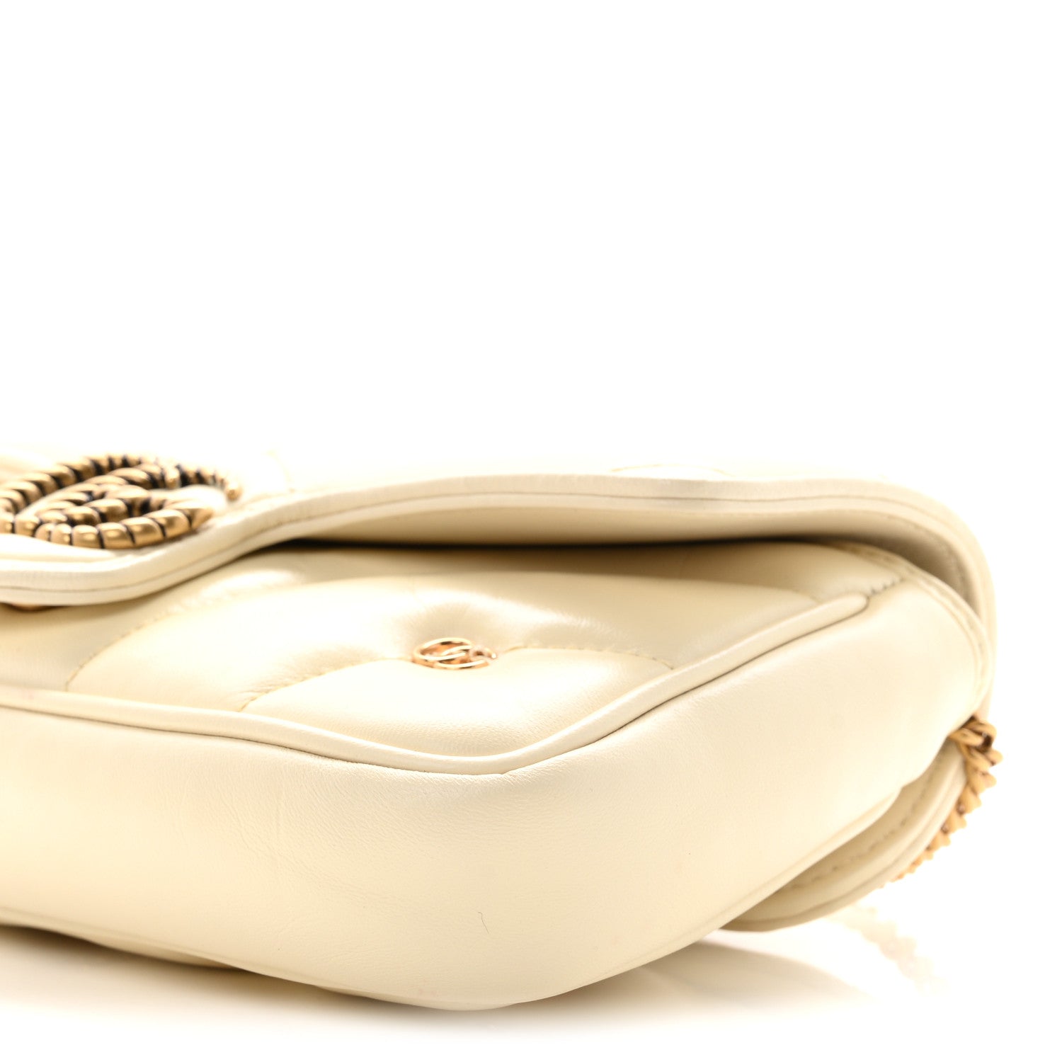Gucci Calfskin Matelasse Double G Studs Mini Torchon GG Marmont Shoulder Bag White 11 of 11