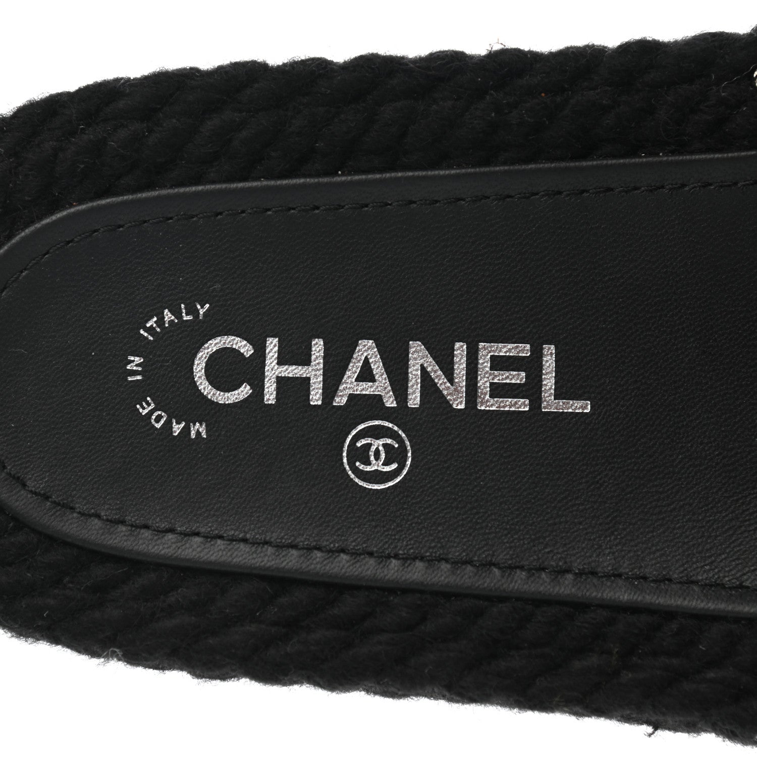 Chanel Knit Braided Slide Sandals 38 Black 7 of 9