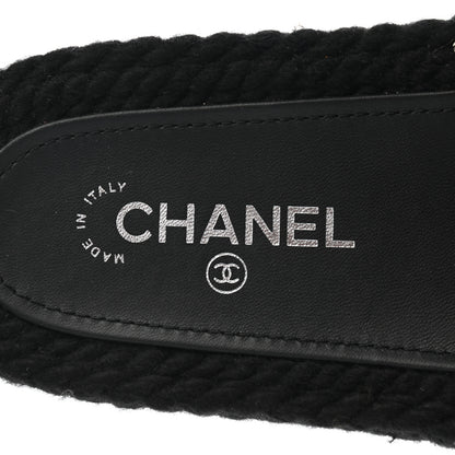 Chanel Knit Braided Slide Sandals 38 Black 7 of 9