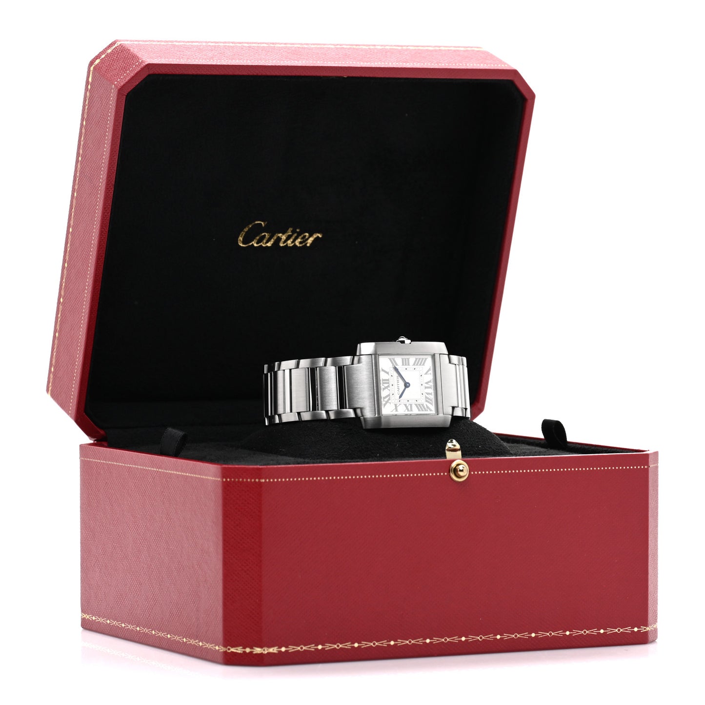 Stainless Steel Diamond Bezel 27mm Tank Francaise Quartz Watch