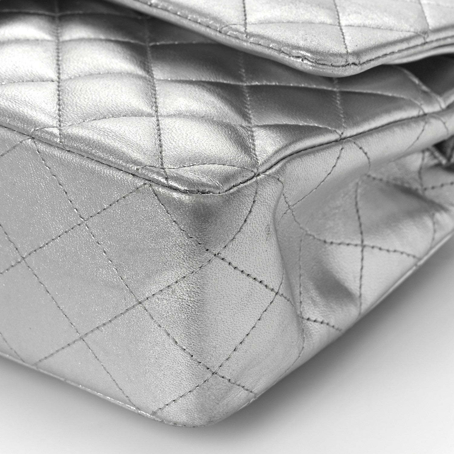 Chanel Metallic Lambskin Quilted Medium Double Flap Silver 9 of 12