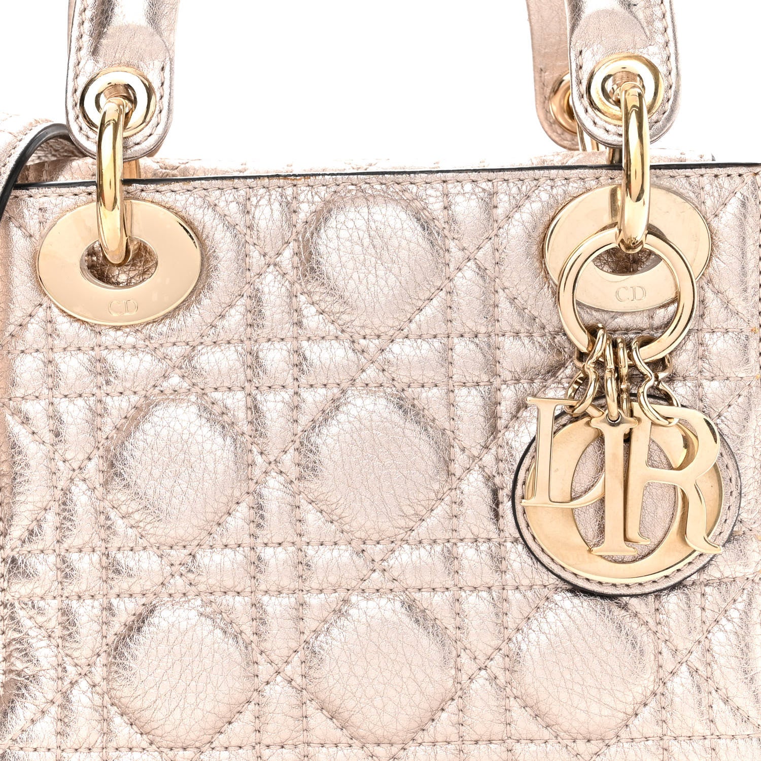 Christian Dior Metallic Lambskin Cannage Mini Lady Dior Pink 8 of 10