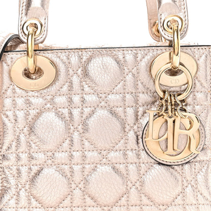 Christian Dior Metallic Lambskin Cannage Mini Lady Dior Pink 8 of 10
