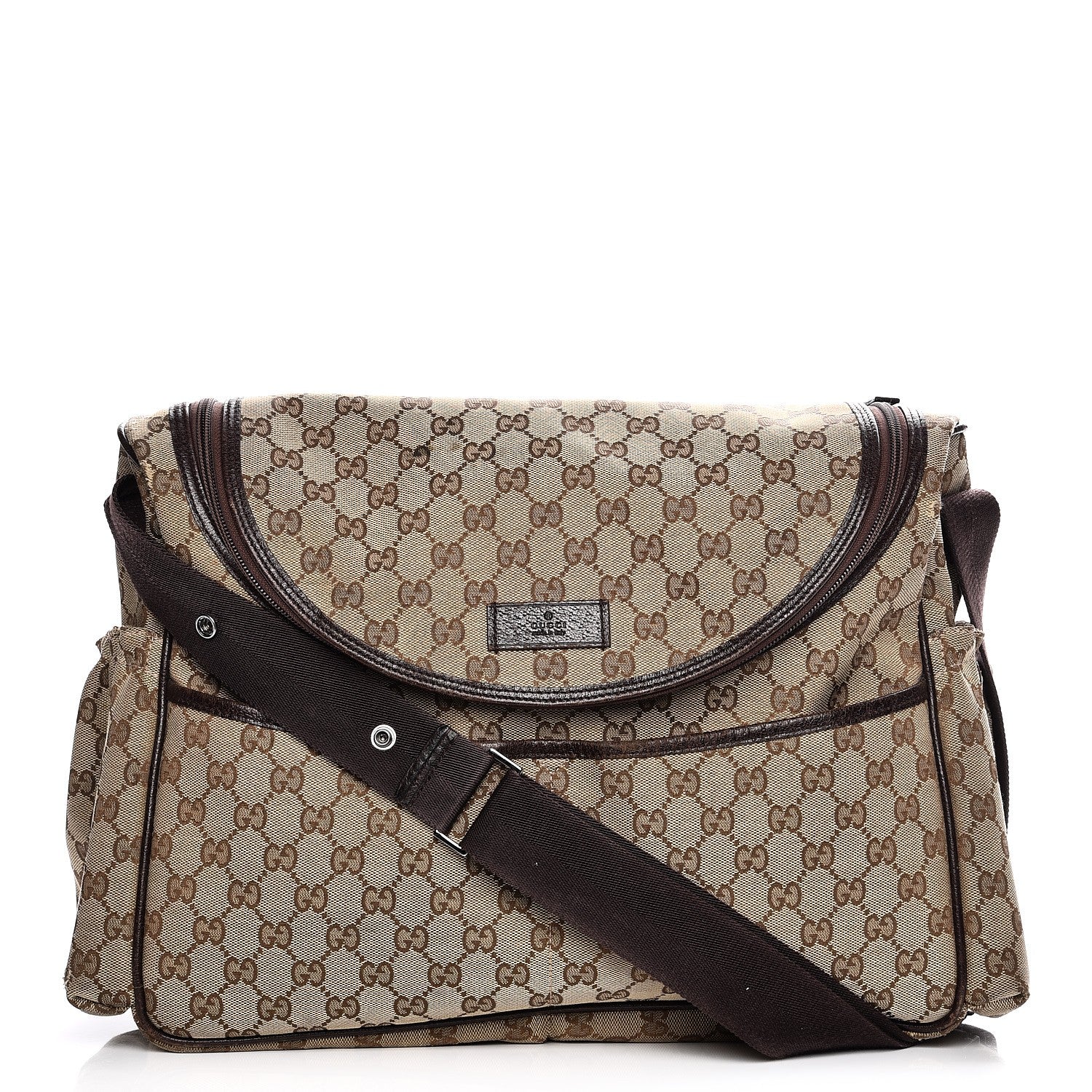Gucci Monogram Natural Pigskin Large Diaper Bag Beige Ebony Cocoa Dark Chocolate 1 of 18