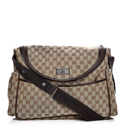 Gucci Monogram Natural Pigskin Large Diaper Bag Beige Ebony Cocoa Dark Chocolate 1 of 18