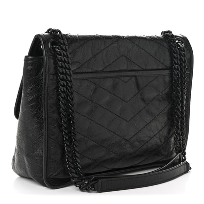 Saint Laurent Crinkled Calfskin Matelasse Monogram Medium Niki Chain Satchel Black 5 of 19