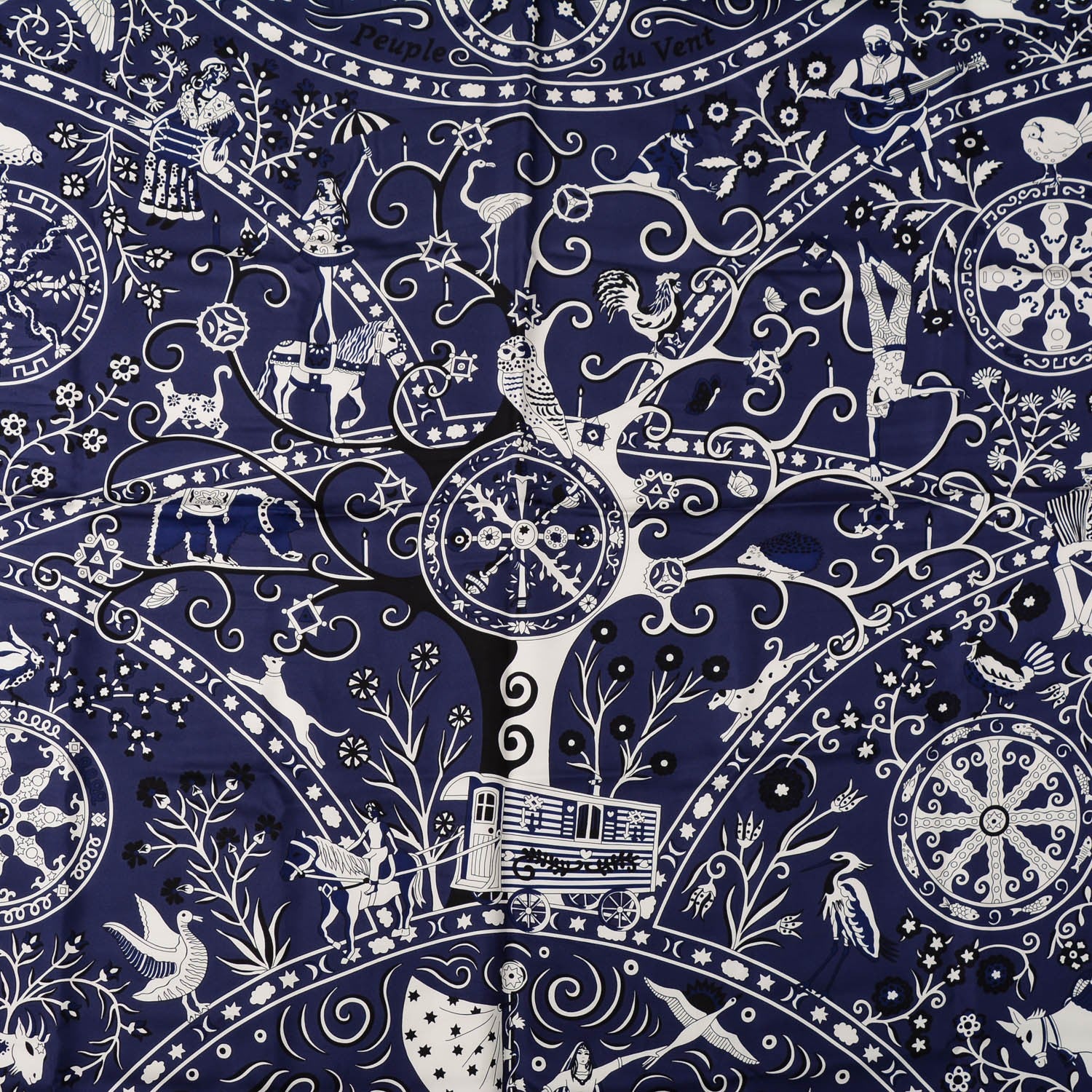 Hermes Silk Twill Peuple Du Vent Scarf 140 Marine 1 of 6