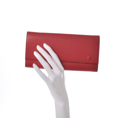 Celine Drummed Calfskin Large Multifunction Flap Wallet Coquelicot 2 of 11