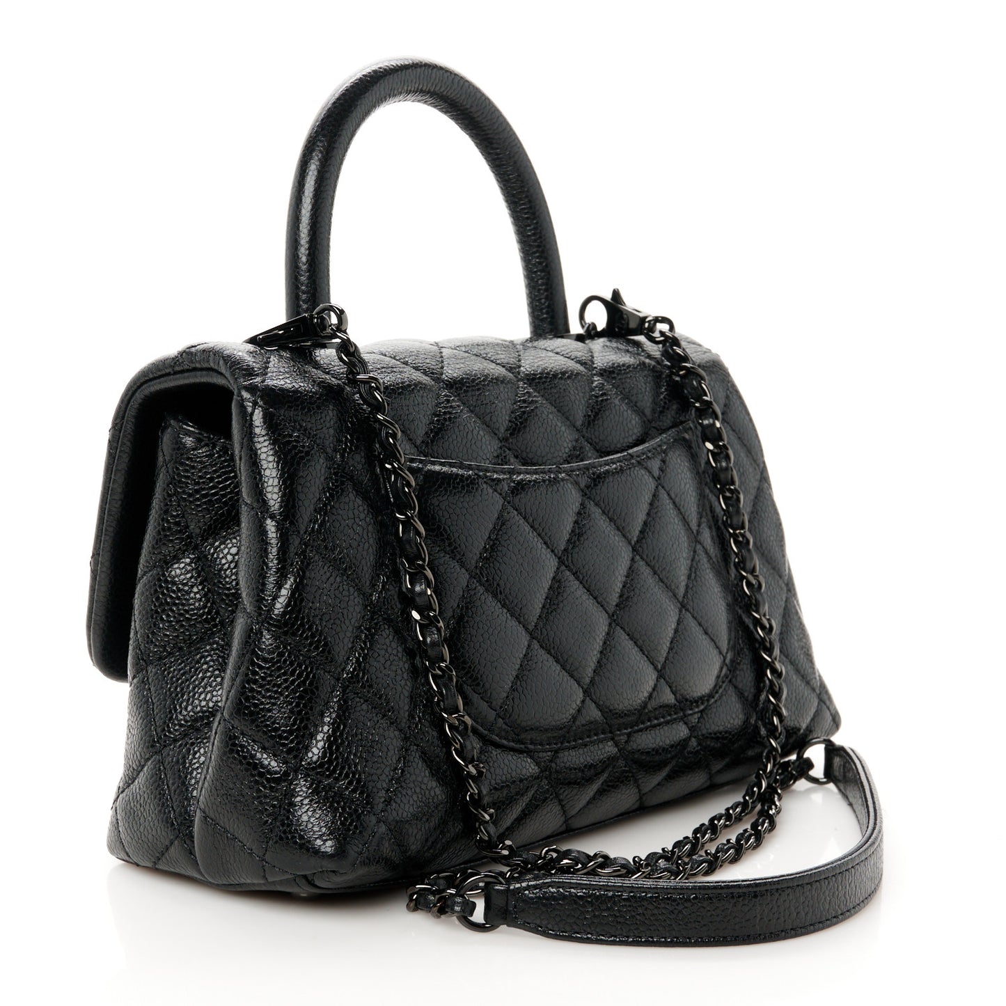 Caviar Quilted Mini Coco Handle Flap So Black