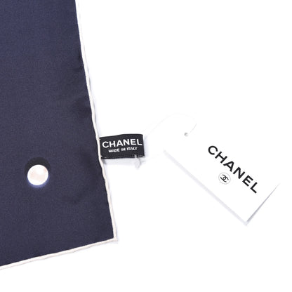 Chanel Silk Pearl CC Scarf Navy 2 of 4