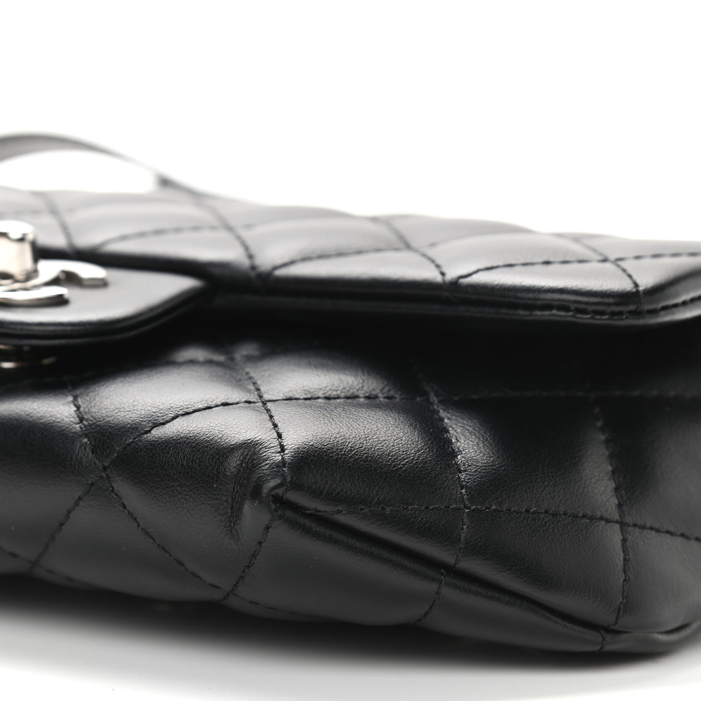 Calfskin Quilted CC Uniform Flap Belt Bag Black