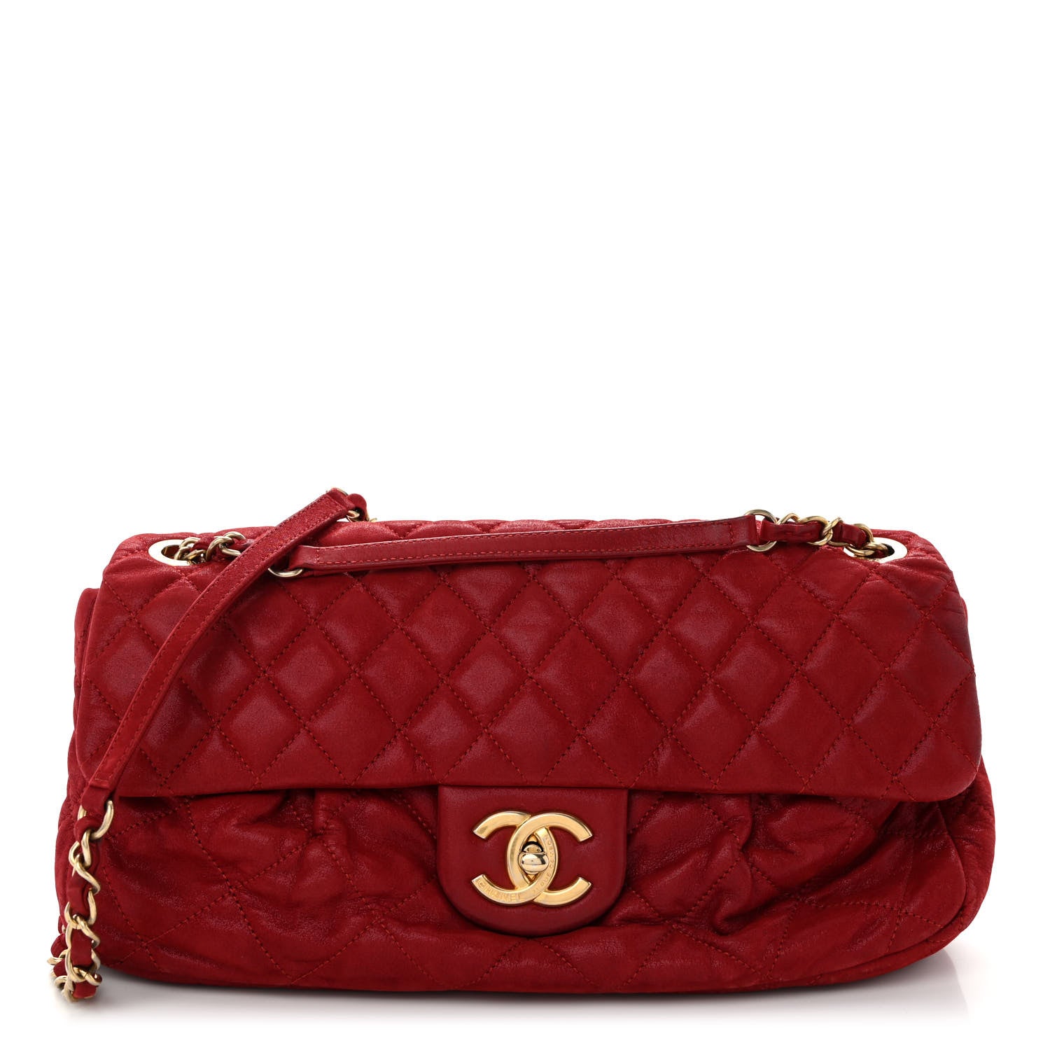 Chanel Iridescent Calfskin Large Chic Quilt Flap Red 1 of 10