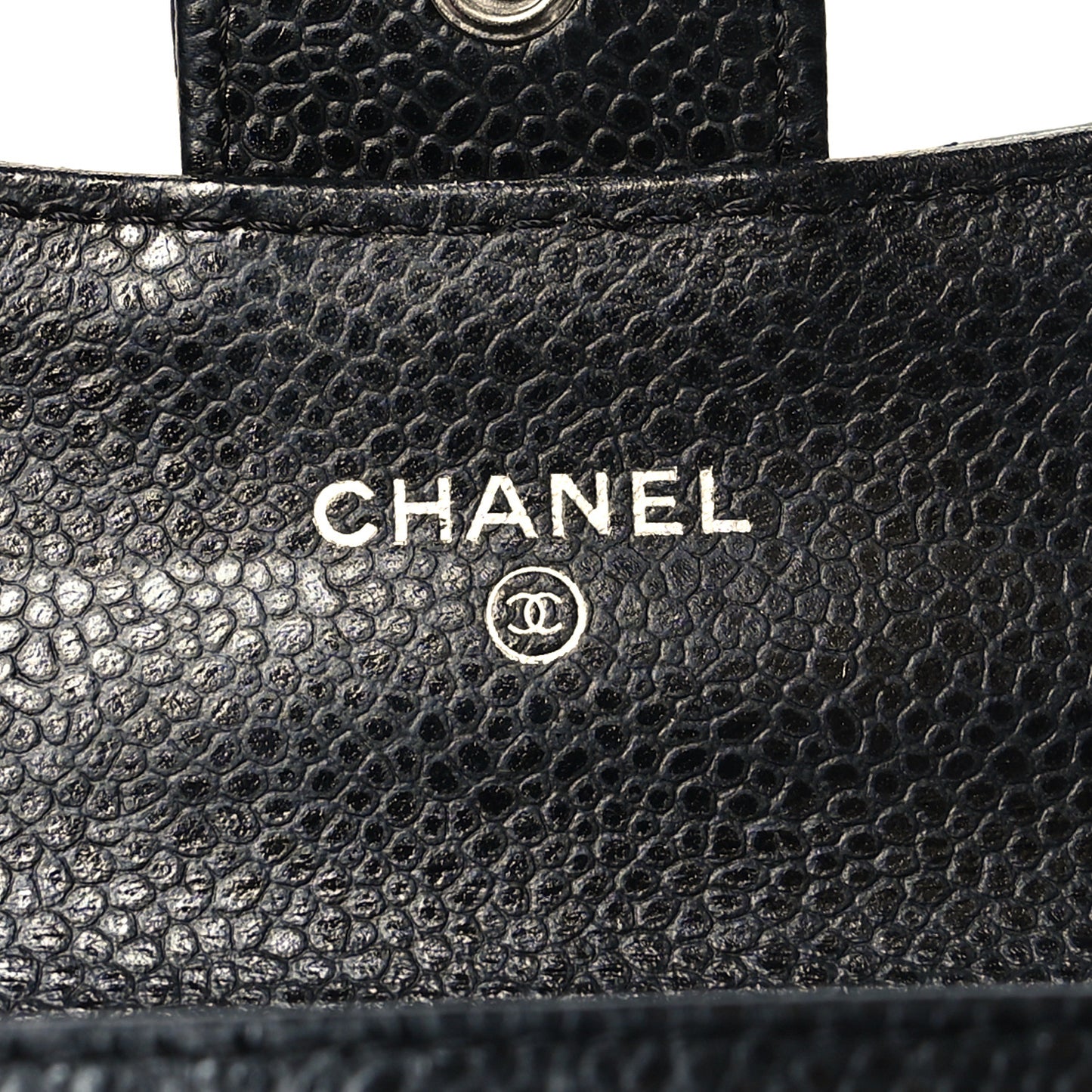 Caviar Quilted Flap Card Holder Black