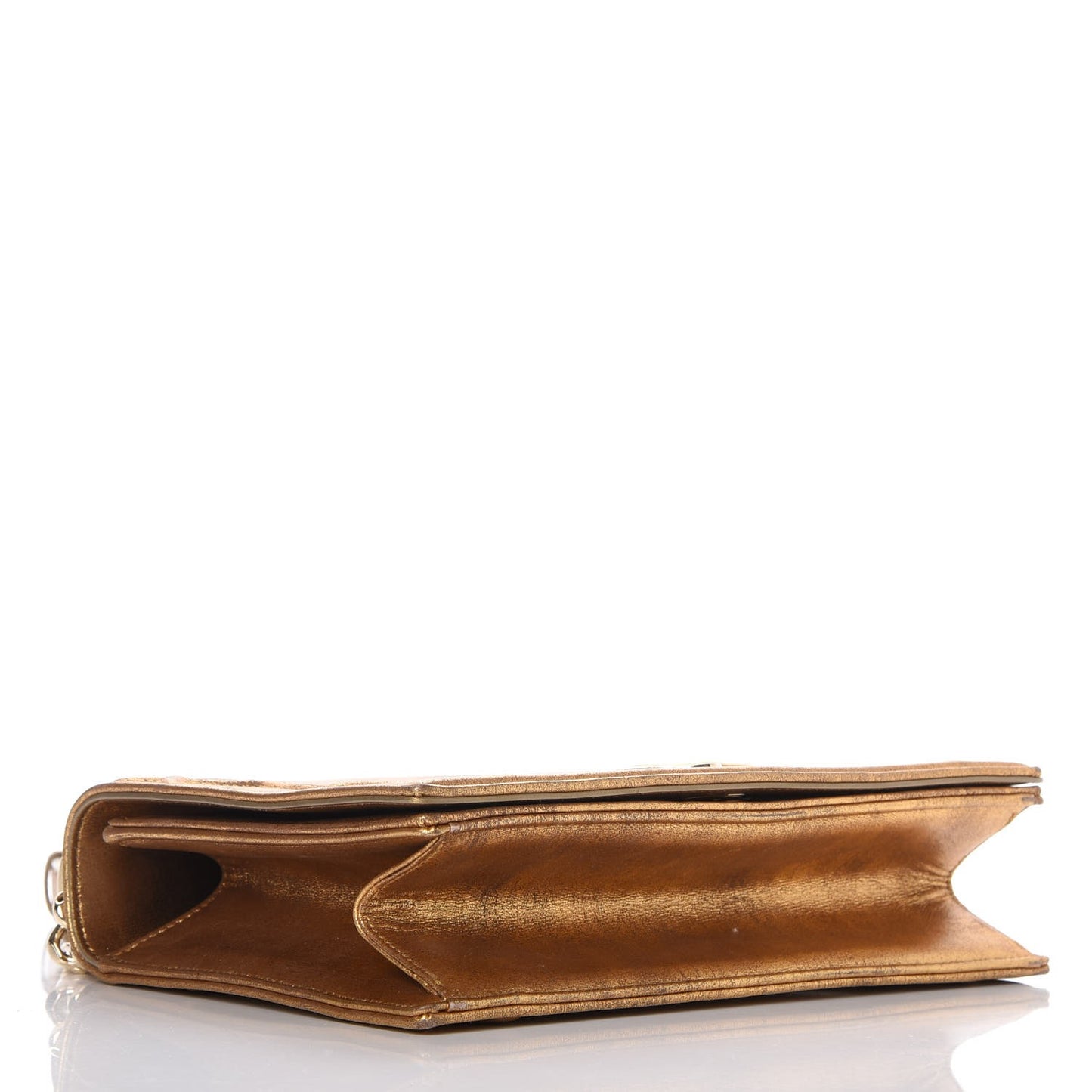 Metallic Brushed Calfskin Medium Diorama Flap Bag Gold