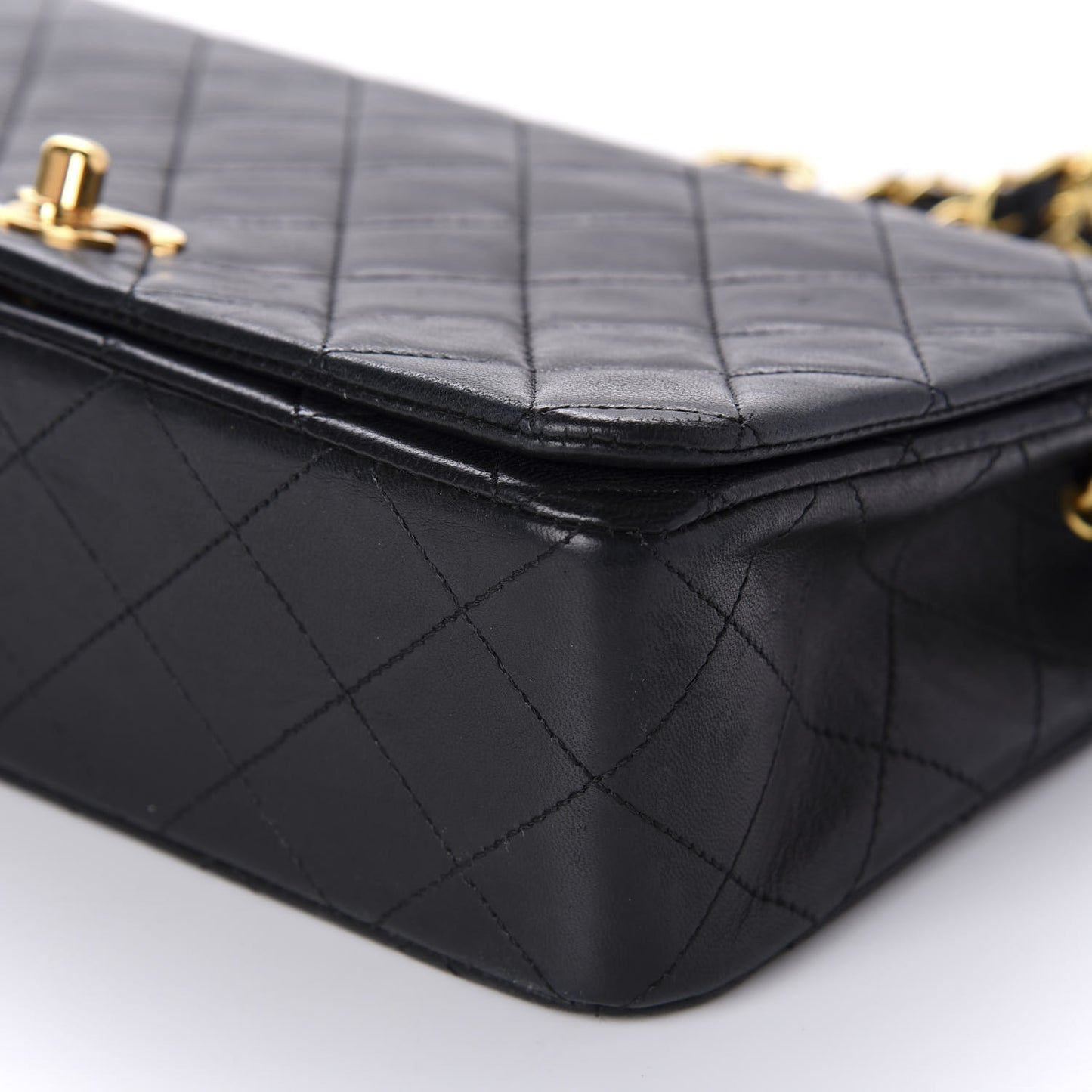 Lambskin Quilted Small Single Flap Black
