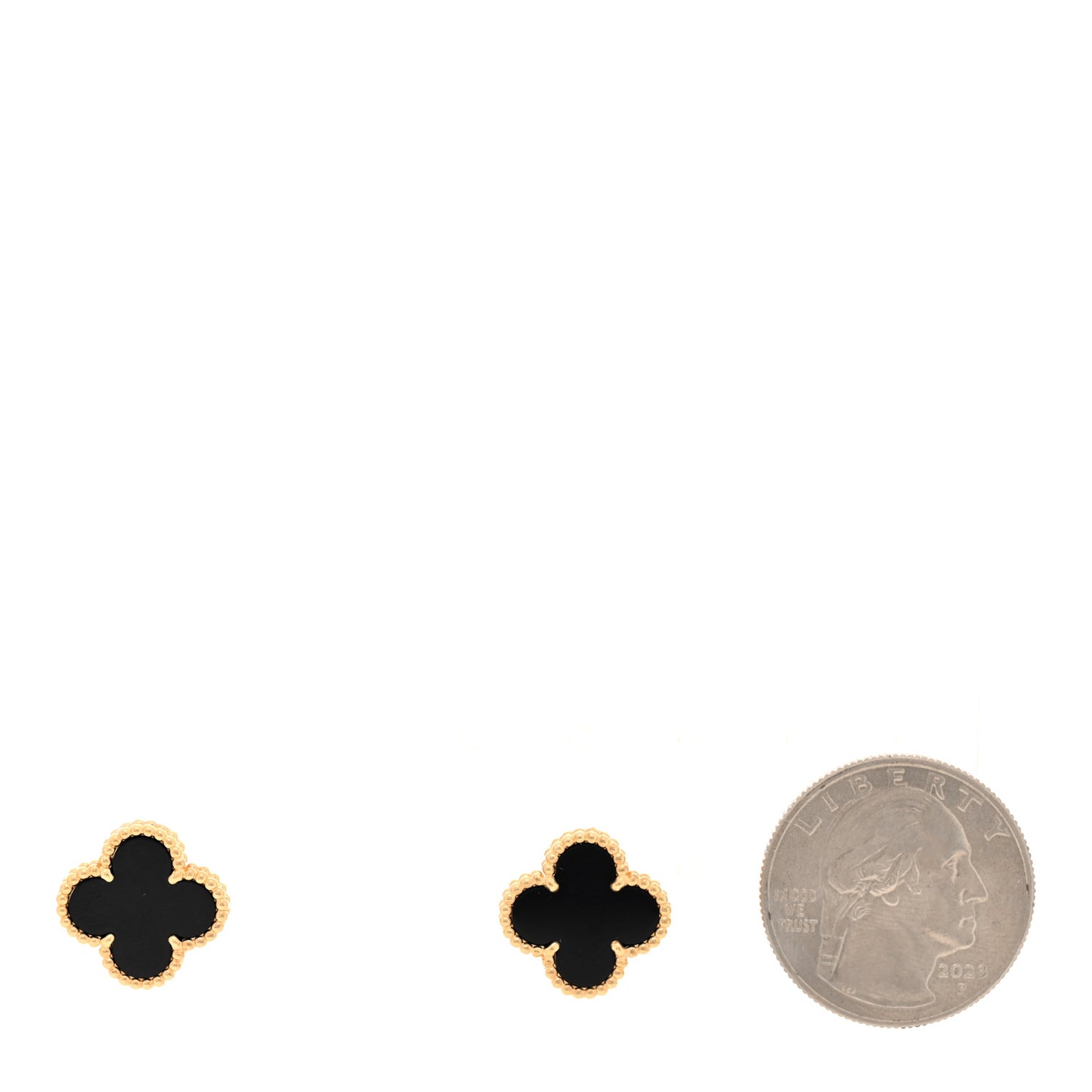 18k Yellow Gold Black Onyx Vintage Alhambra Earrings
