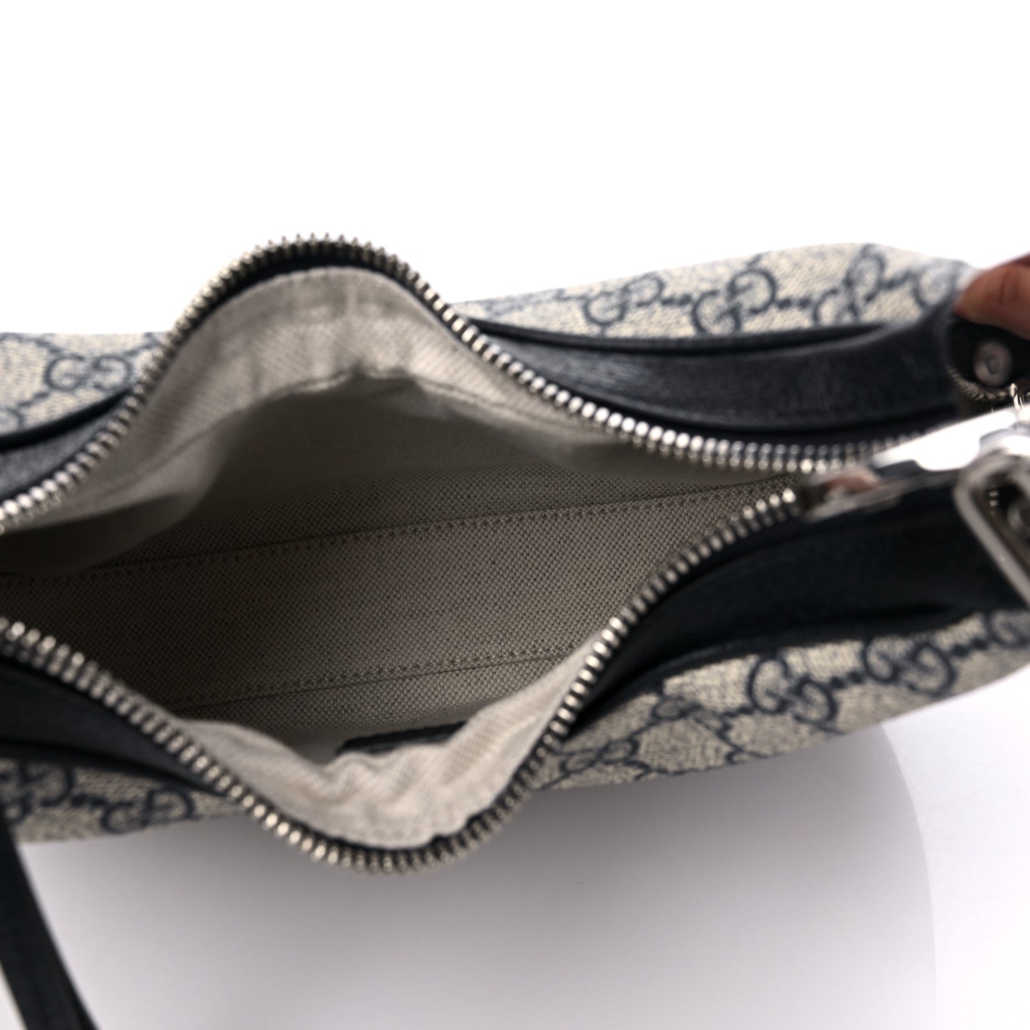 Gucci GG Supreme Monogram Textured Calfskin Web Small Attache Shoulder Bag Beige Blue 5 of 9