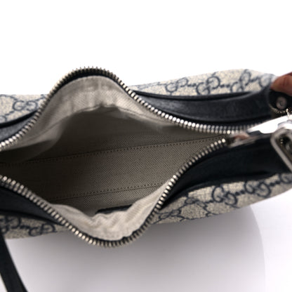 Gucci GG Supreme Monogram Textured Calfskin Web Small Attache Shoulder Bag Beige Blue 5 of 9