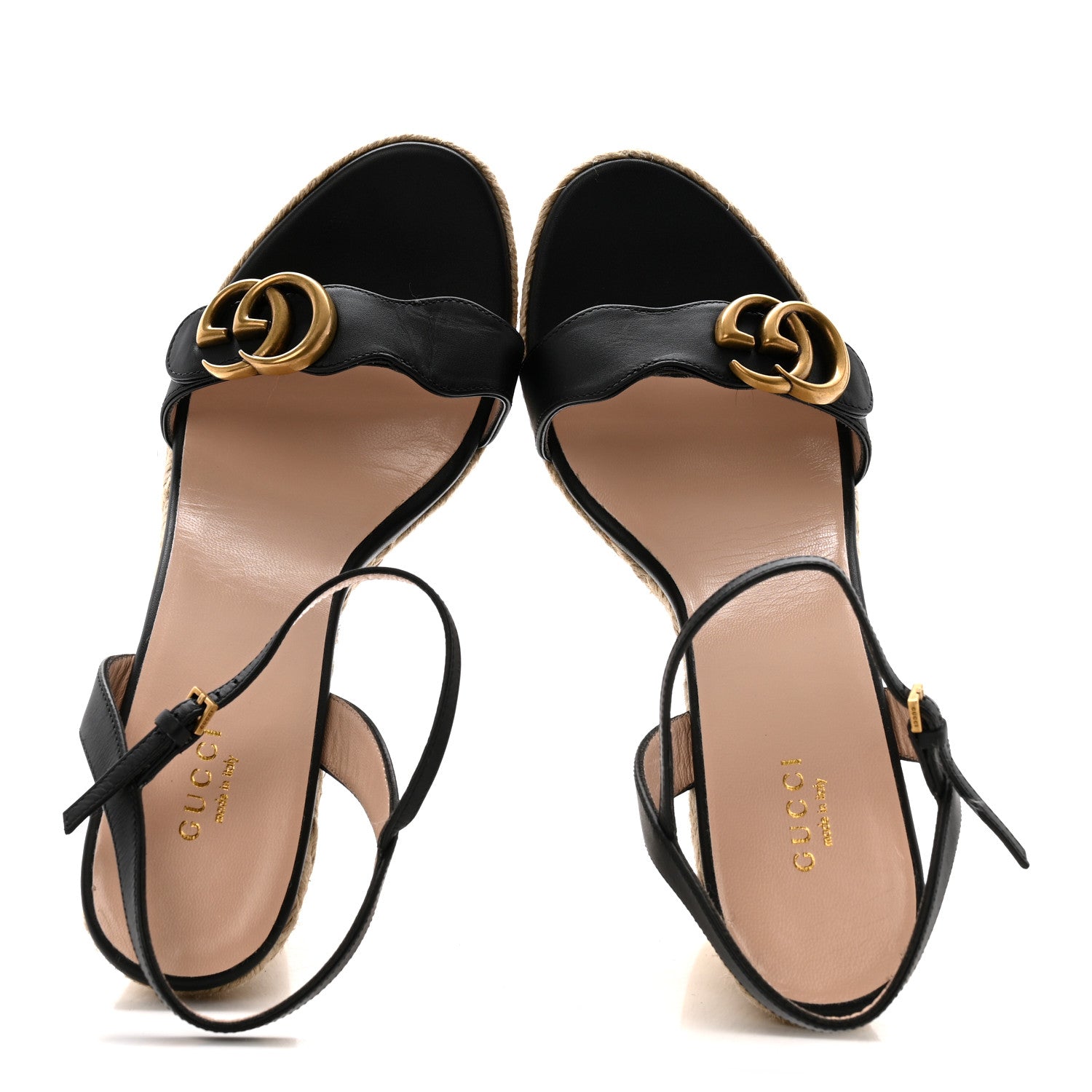 Gucci Nappa Matelasse GG Marmont Slingback Platform 45/130mm Espadrille Wedges 40 Black 2 of 12