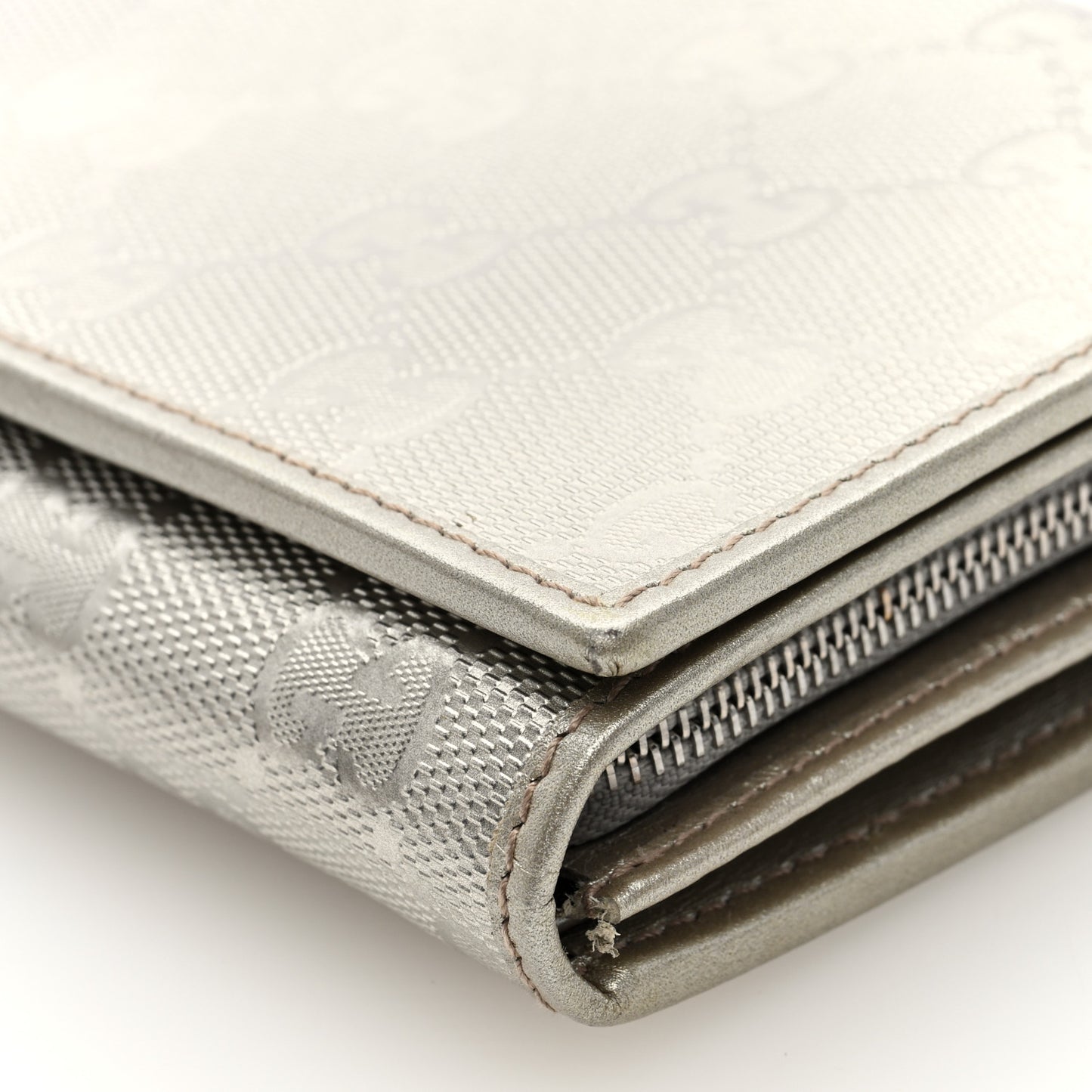 Imprime Monogram GG Pierce Chain Clutch Wallet Silver