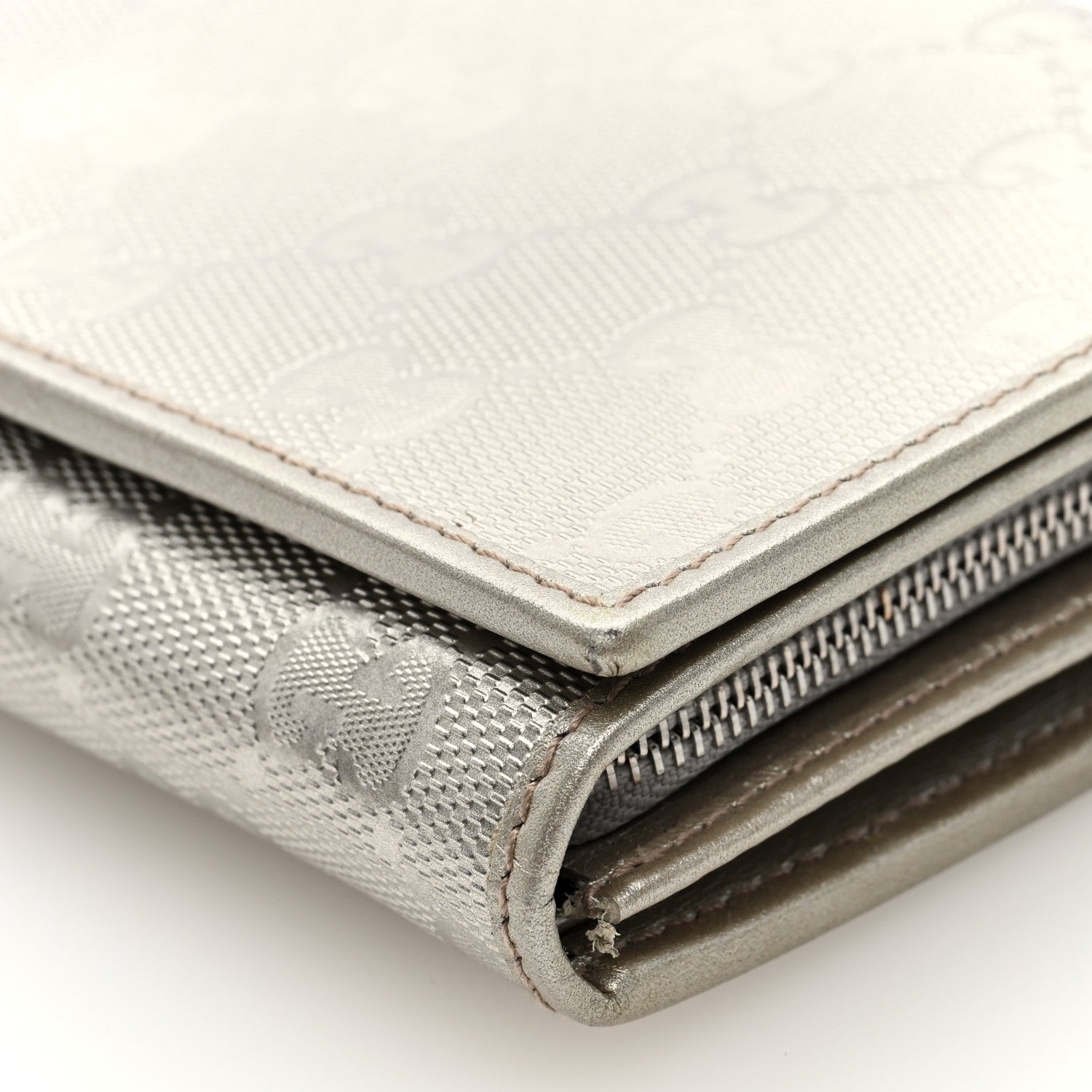 Gucci Imprime Monogram GG Pierce Chain Clutch Wallet Silver 9 of 10
