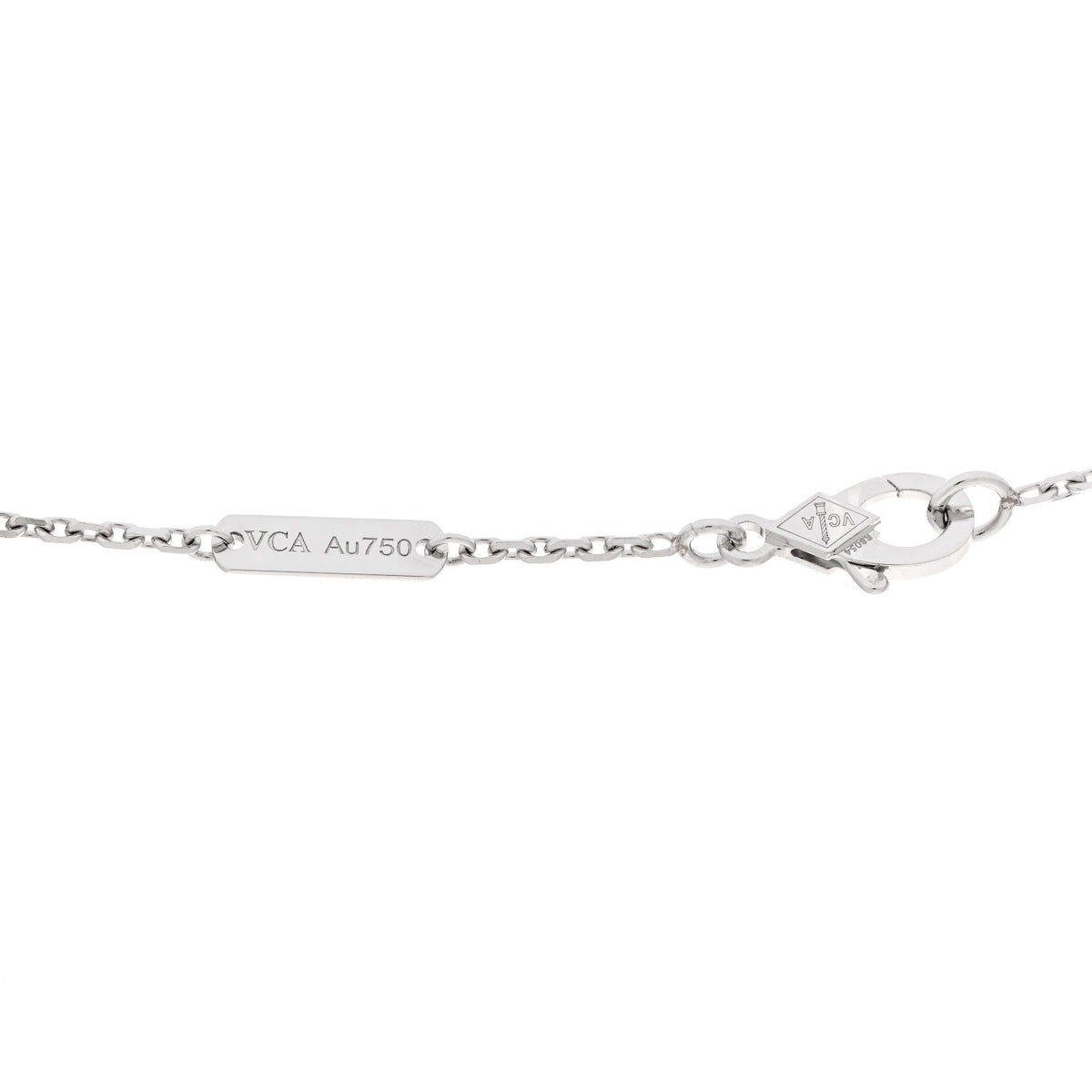18K White Gold Guilloche Vintage Alhambra Pendant Necklace