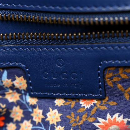Gucci Cotton Calfskin Matelasse Floral Print Small GG Marmont Shoulder Bag Blue Red Deep Ocean Blue 6 of 10