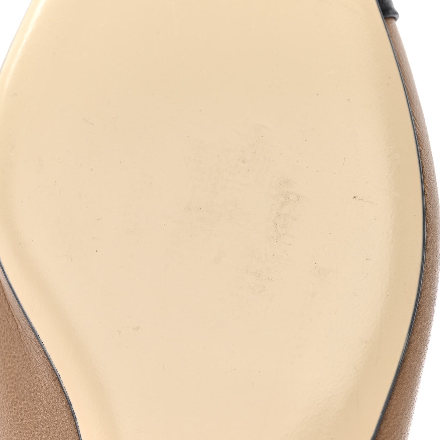Lambskin Coco Line Pointed Toe Ballerina Flats 35.5 Beige Black